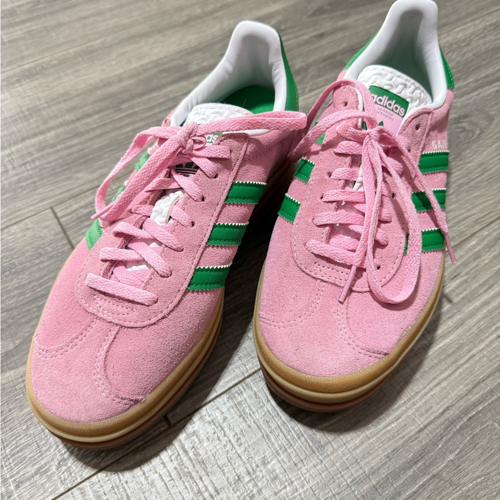 Adidas Gazelle Pink and Green Sneakers